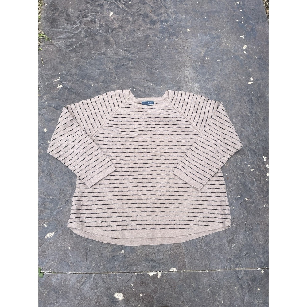 Karen Scott Sport Women's Geometric Textured Crewneck Sweater Tan Black XXL 2X